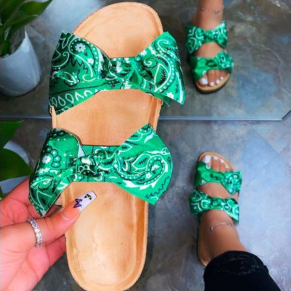 Green Bandana Slippers